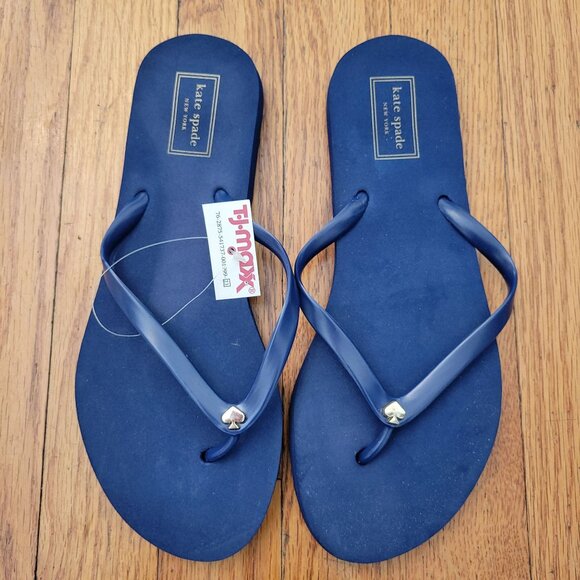 Kate Spade New York Nassau Flip Flops 8M Blue Summer Beach Cruise Resort - Picture 1 of 9
